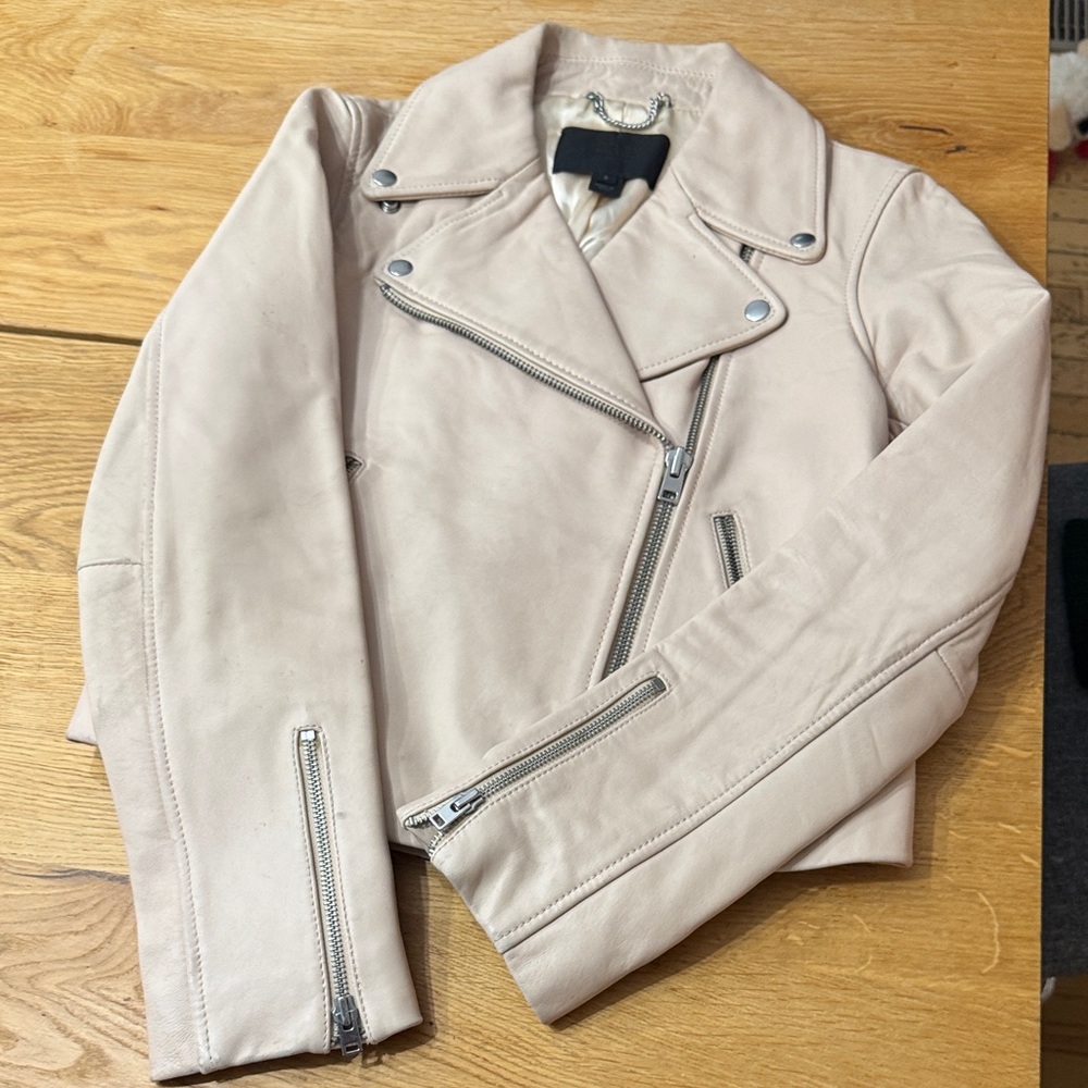 Women's light pink/Cream Leather Jacket